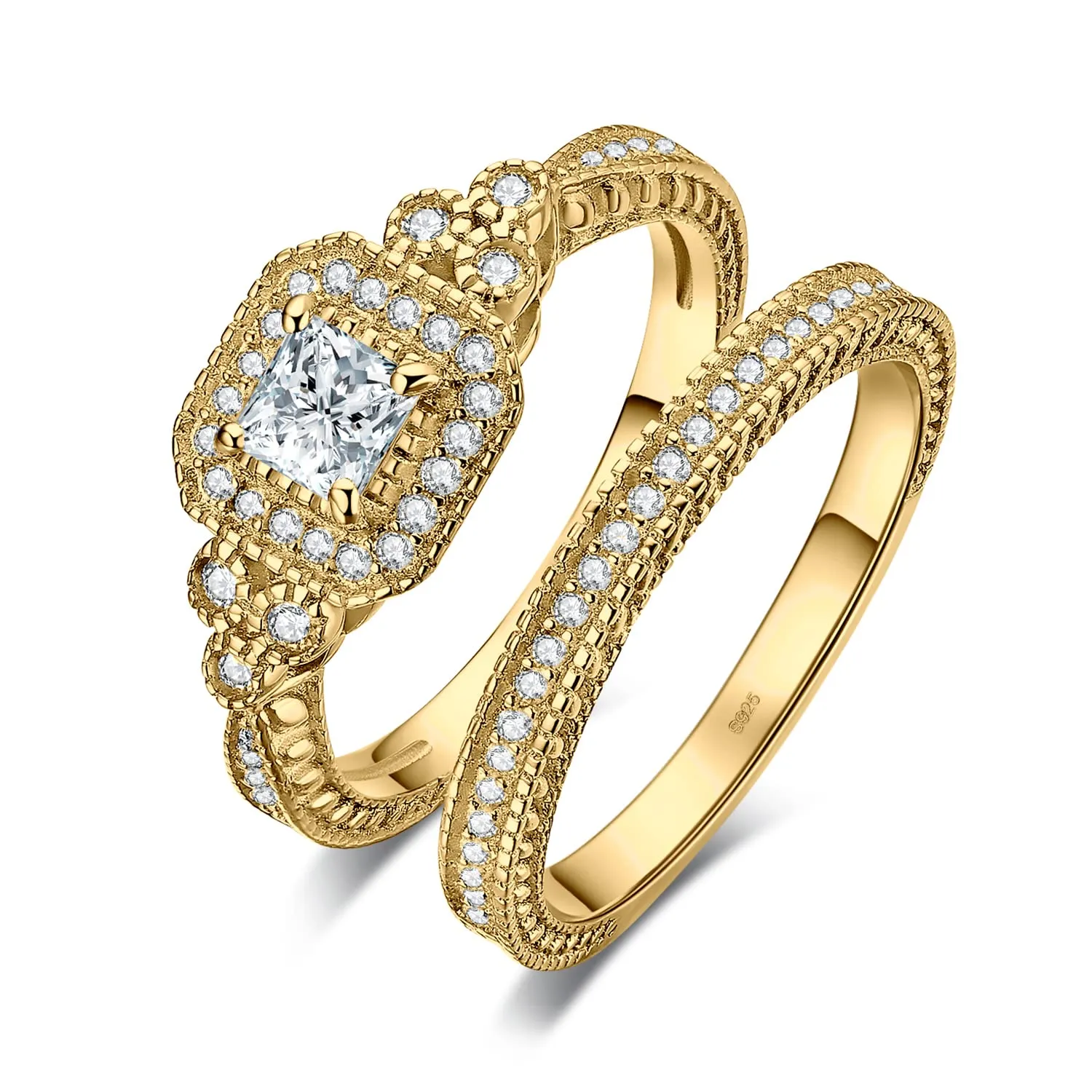 JewelryPalace Halo 1ct taglio principessa anello argento