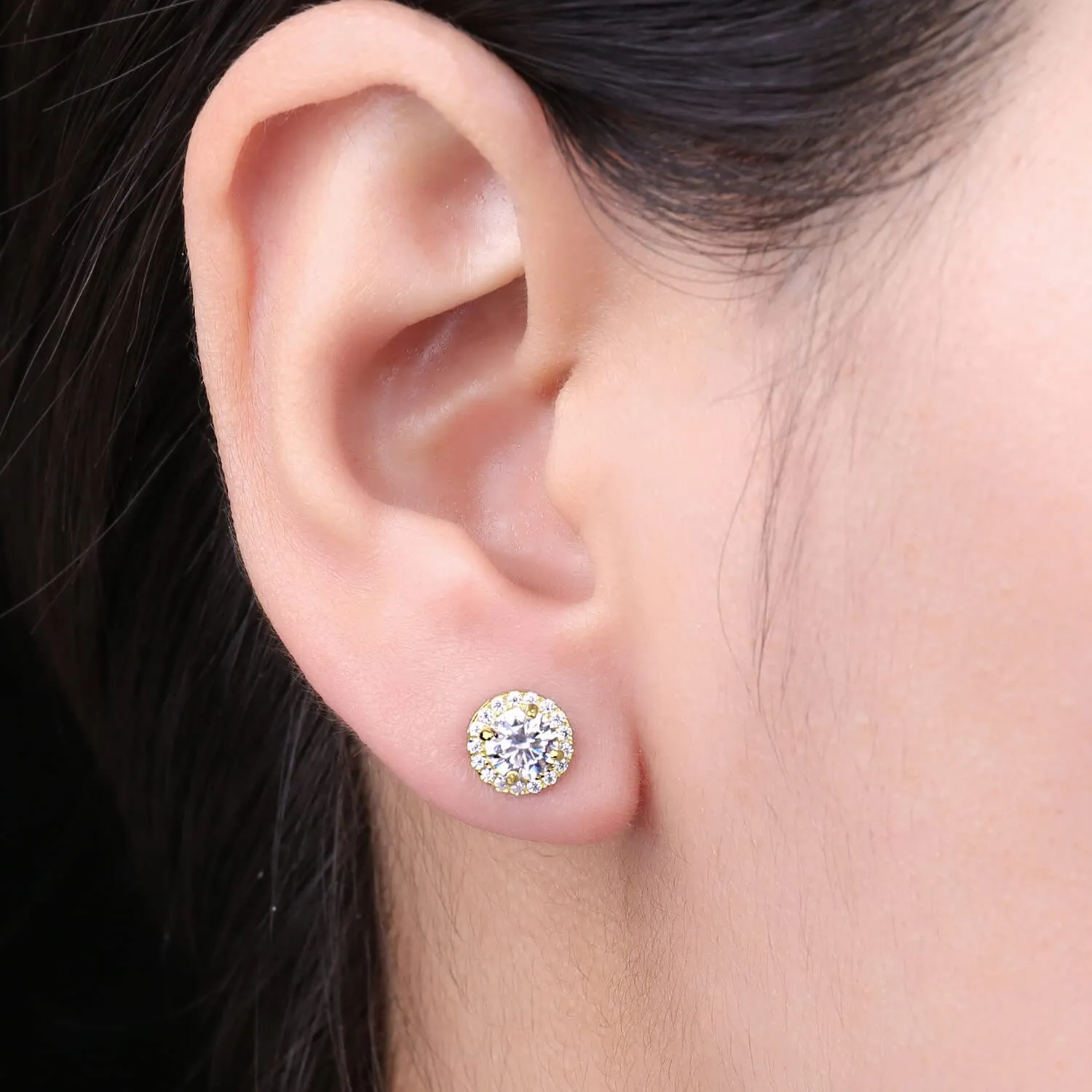 JewelryPalace Halo 1ct orecchini lobo zirconia oro