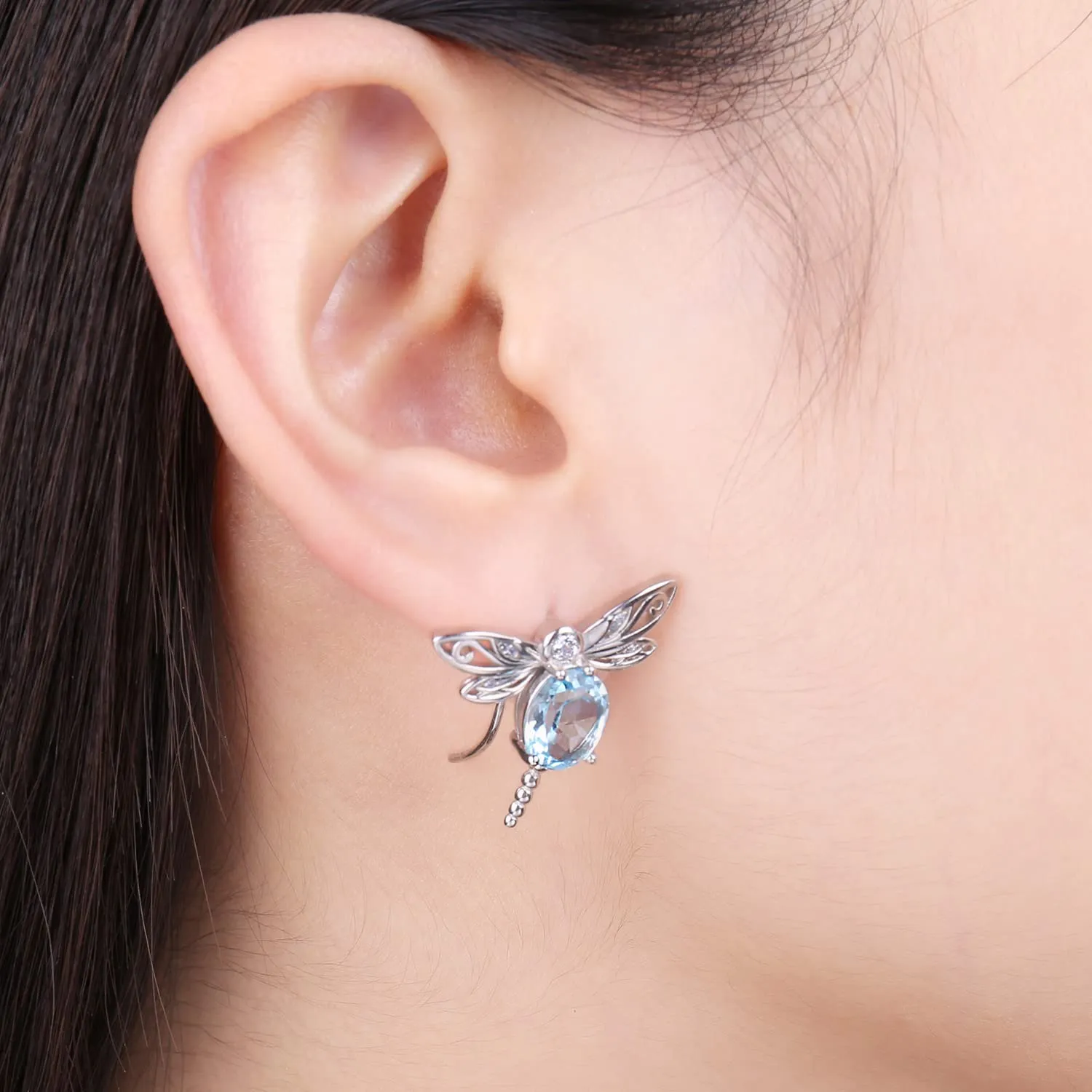 JewelryPalace Libellula 4.7ct orecchini lobo topazio azzurro