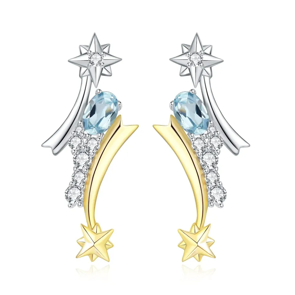 JewelryPalace Stelle 1.3ct Orecchini Topazio Azzurro Ovali