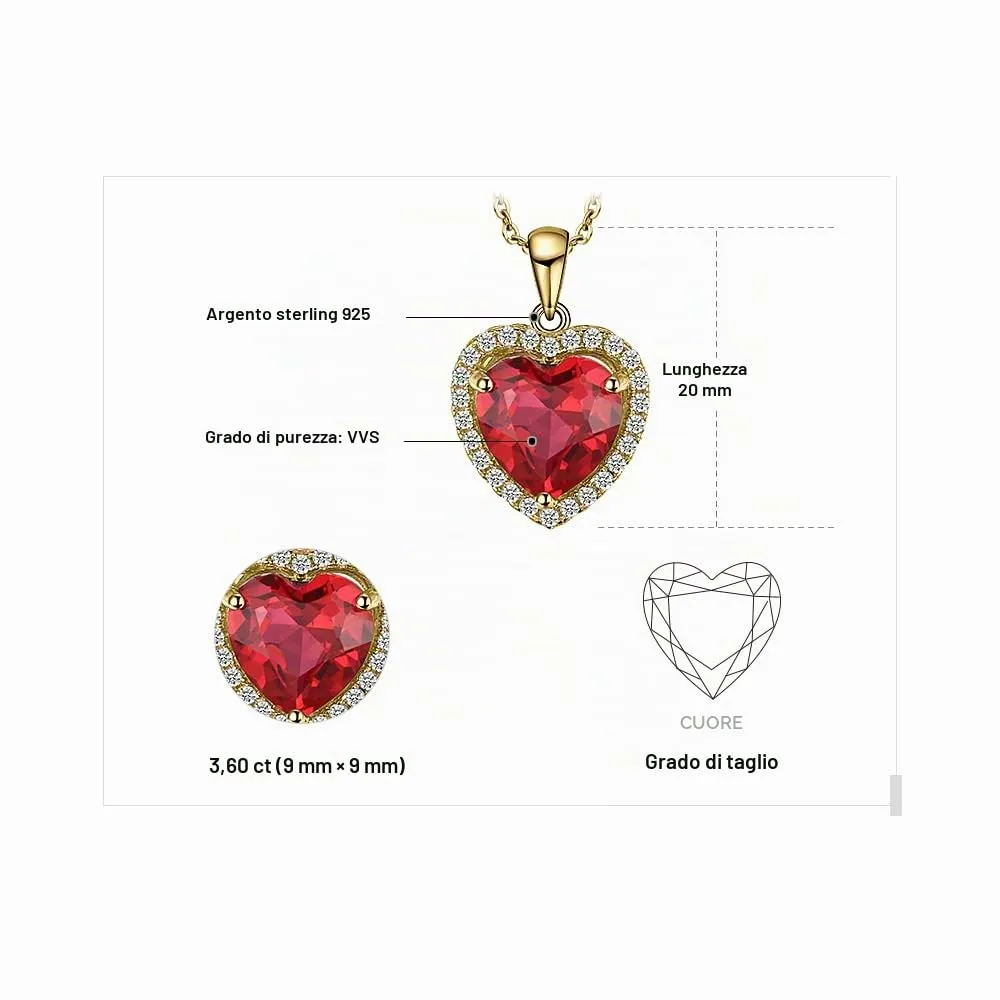 JewelryPalace Cuore 4ct Rubino collana oro 45cm rosso