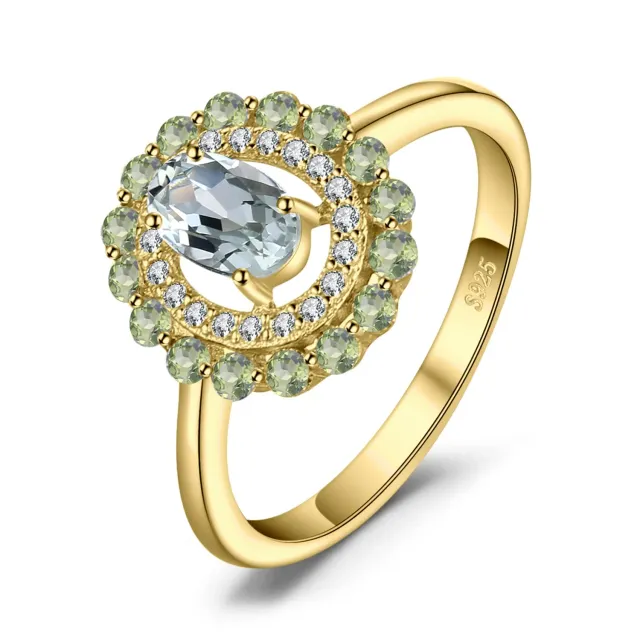 JewelryPalace Halo Anello Ametista Verde Rodiato Argento
