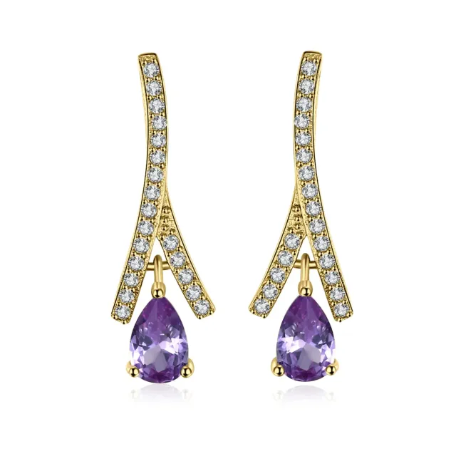 JewelryPalace orecchini pendenti argento 925 viola pera