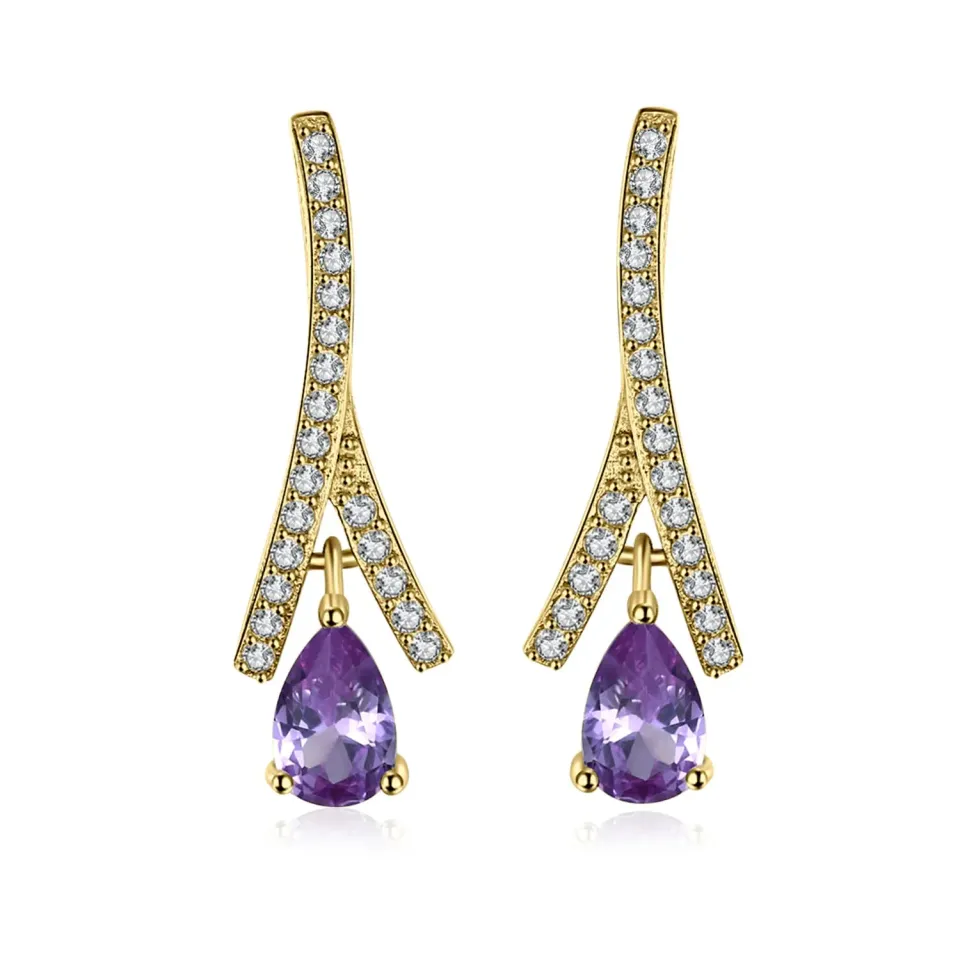 JewelryPalace orecchini pendenti argento 925 viola pera