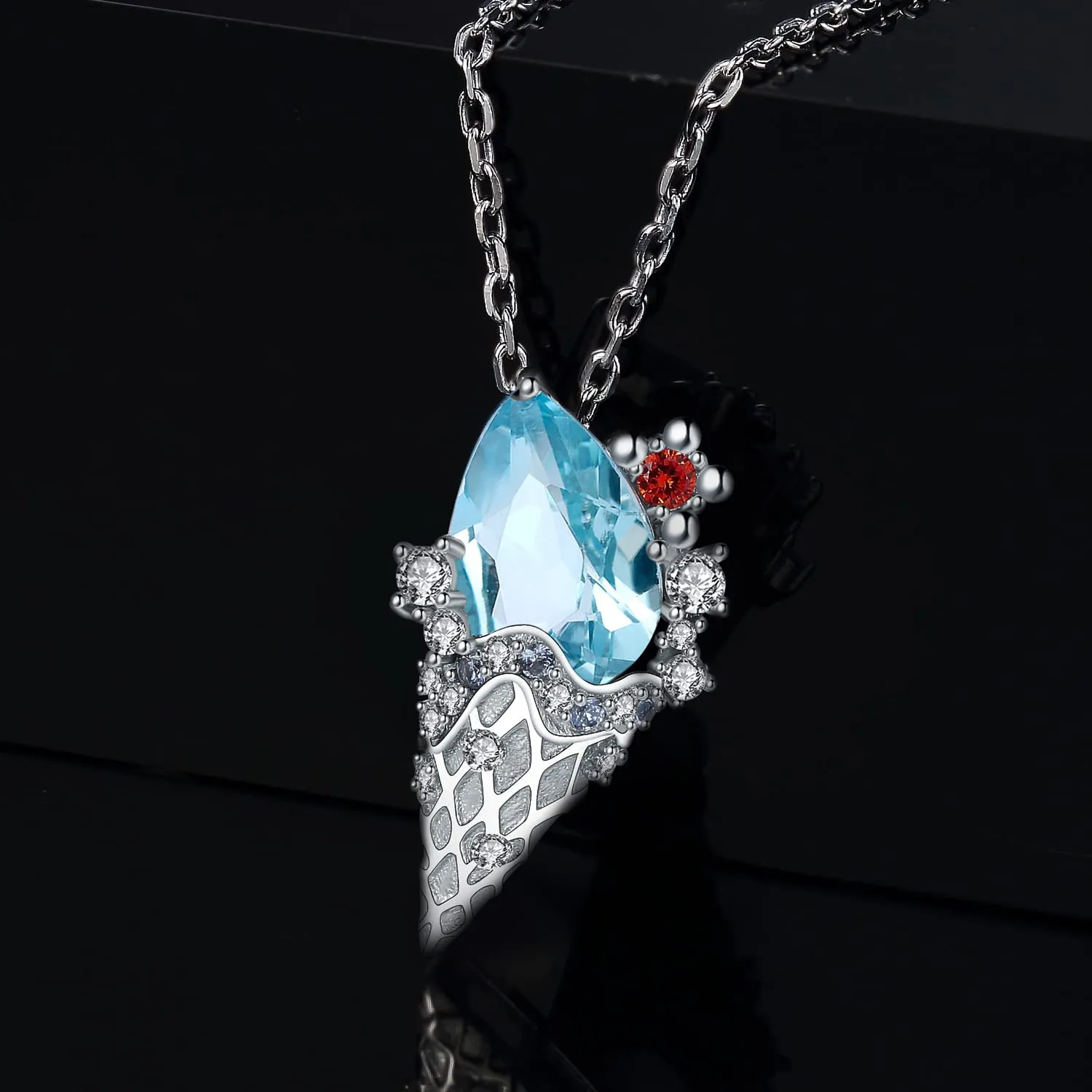 JewelryPalace Gelato 2.3ct collana argento 925 topazio azzurro