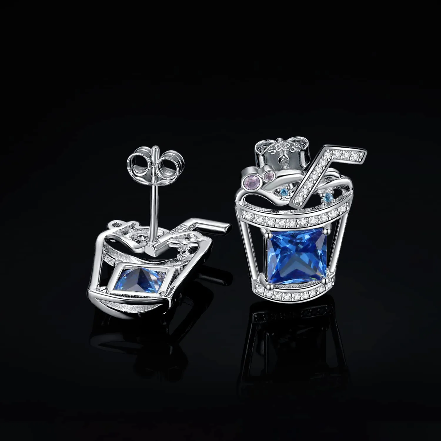 JewelryPalace Bevanda 7.5ct orecchini bottone zirconia blu
