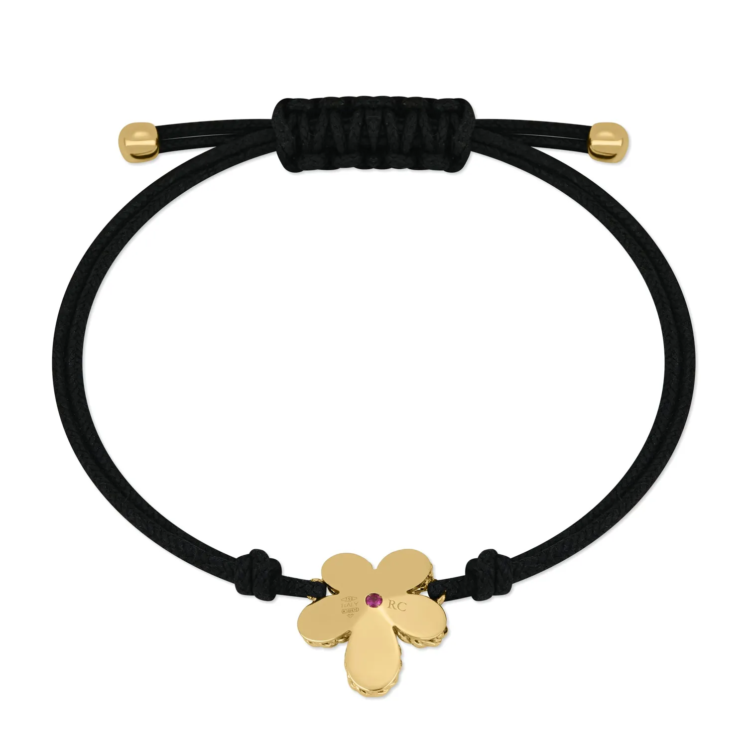 Roberto Coin Jasmine bracciale diamante oro giallo cotone seta
