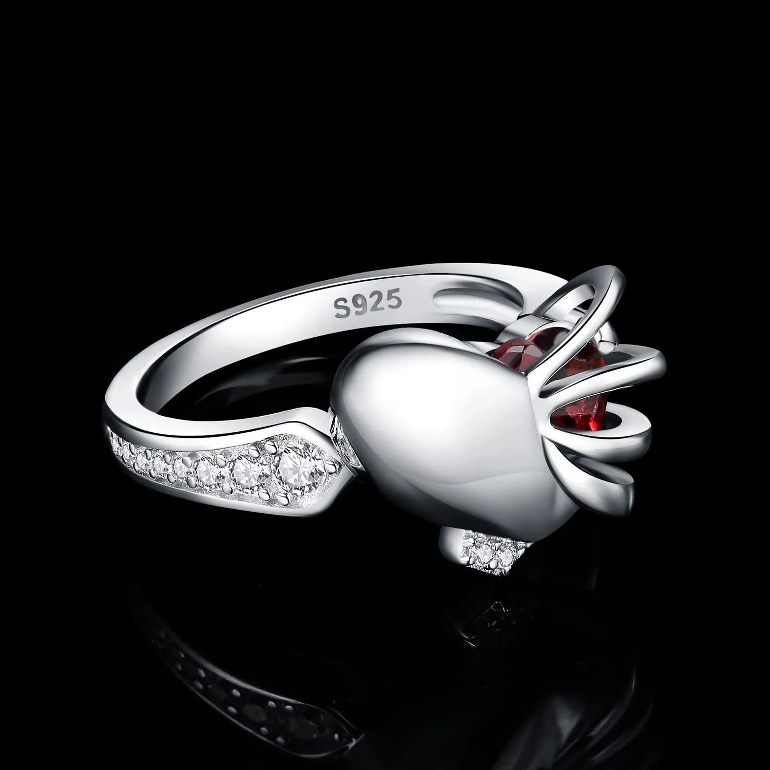 JewelryPalace Cuore Granato anello argento pietra rossa
