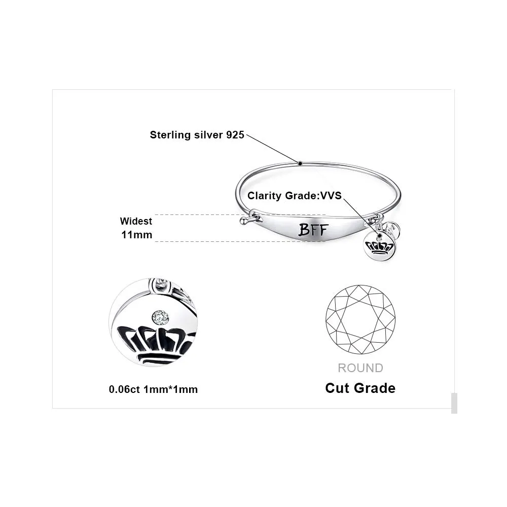 JewelryPalace Bracciale BFF Argento 925 con Ciondolo Mano