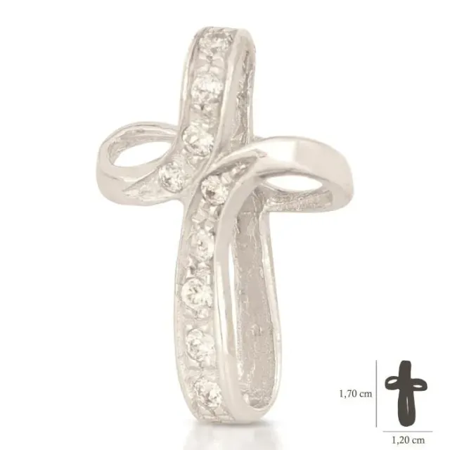 Gioielli Celiento Croce ciondolo donna oro bianco 18kt zirconi