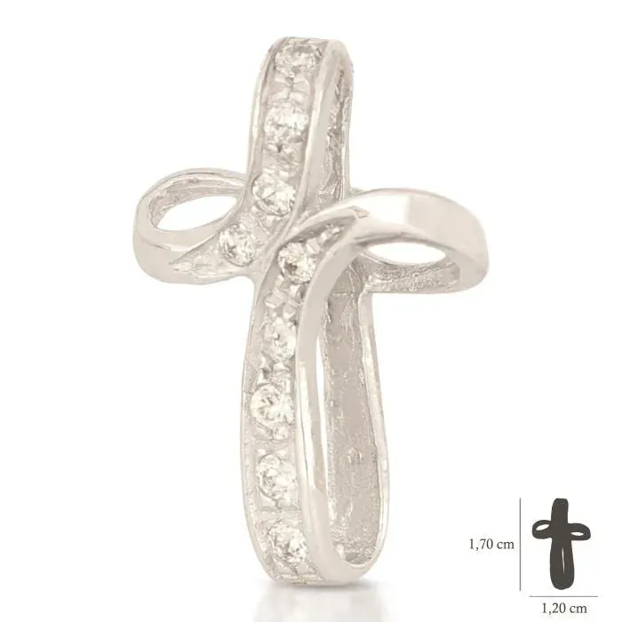 Gioielli Celiento Croce ciondolo donna oro bianco 18kt zirconi