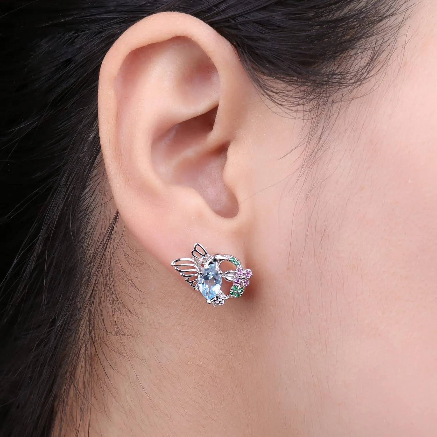 JewelryPalace Colibrì 1.9ct orecchini argento topazio azzurro