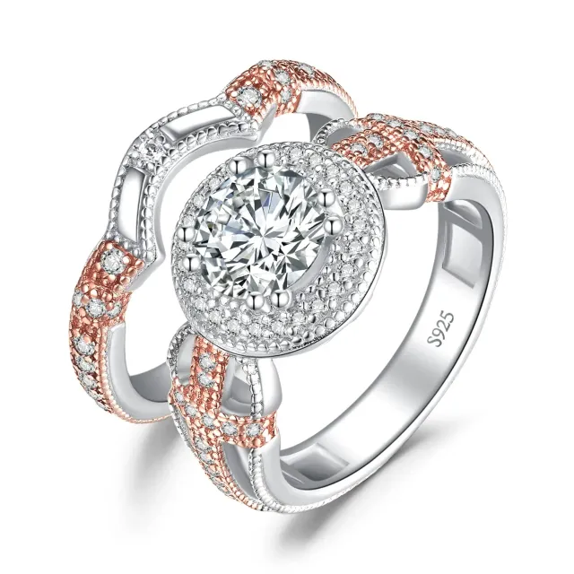 JewelryPalace Halo Infinito fede cuore argento 925 zirconia rosa