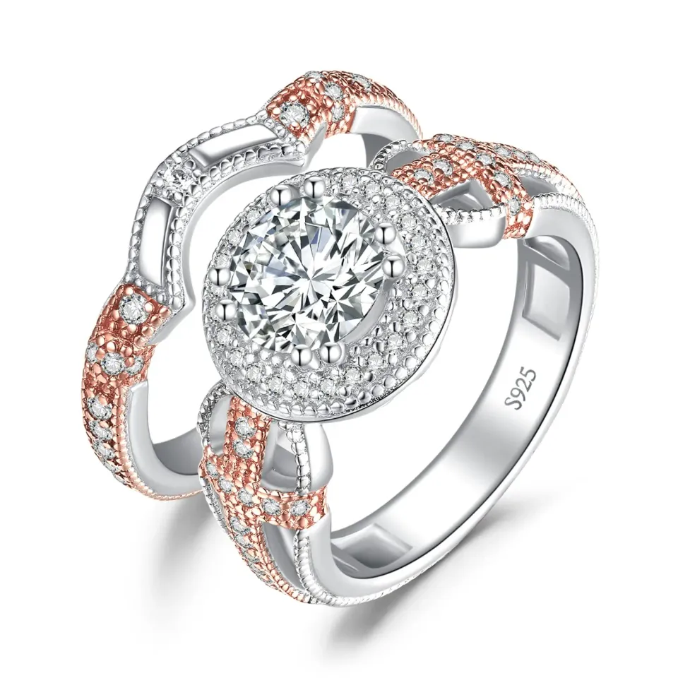 JewelryPalace Halo Infinito fede cuore argento 925 zirconia rosa