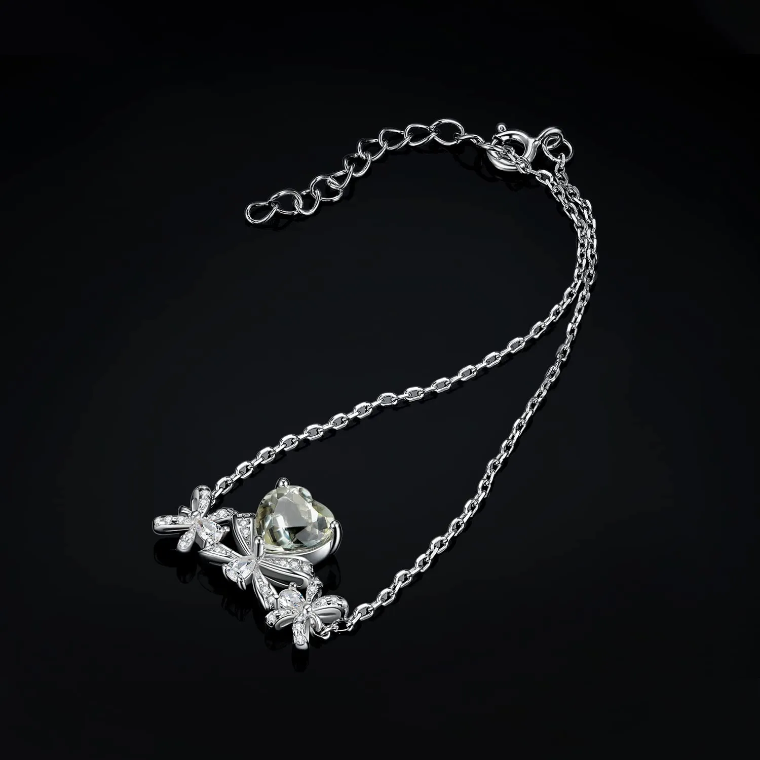 JewelryPalace Cuore Farfalla 1.6ct bracciale argento ametista verde