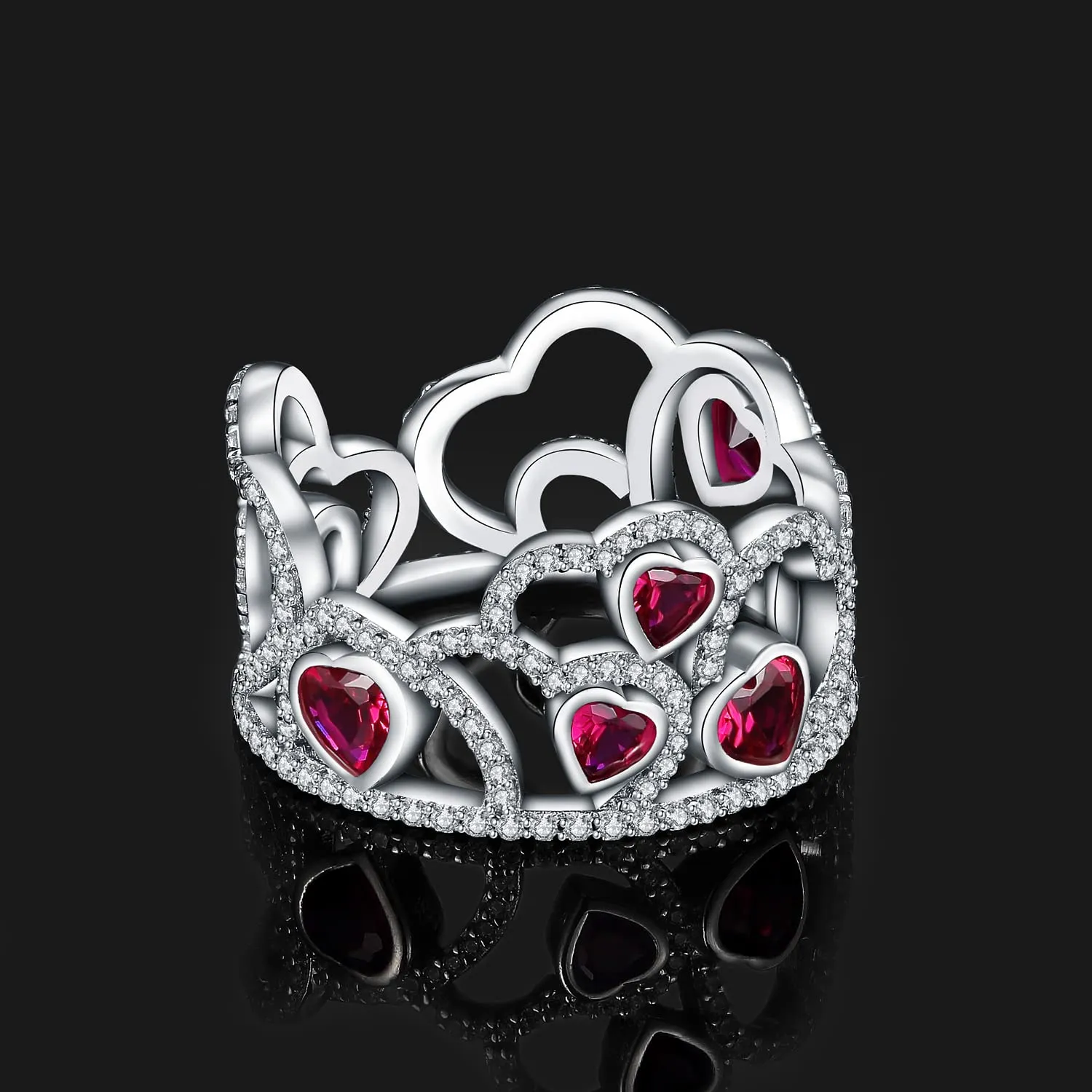 JewelryPalace Cuore 1.9ct anello argento rubino rosso