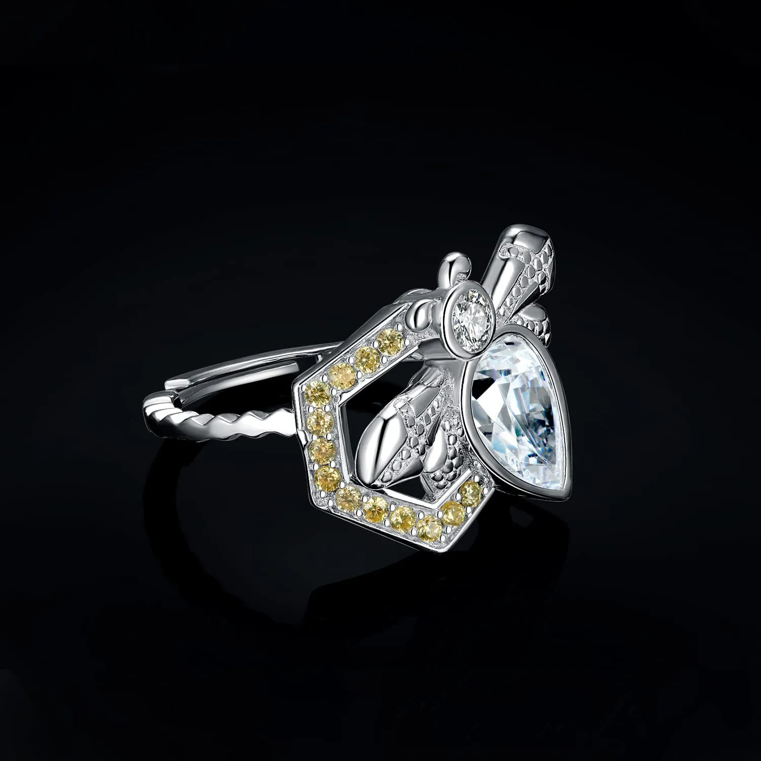 JewelryPalace Ape anello argento 925 zirconia gialla 2.3ct