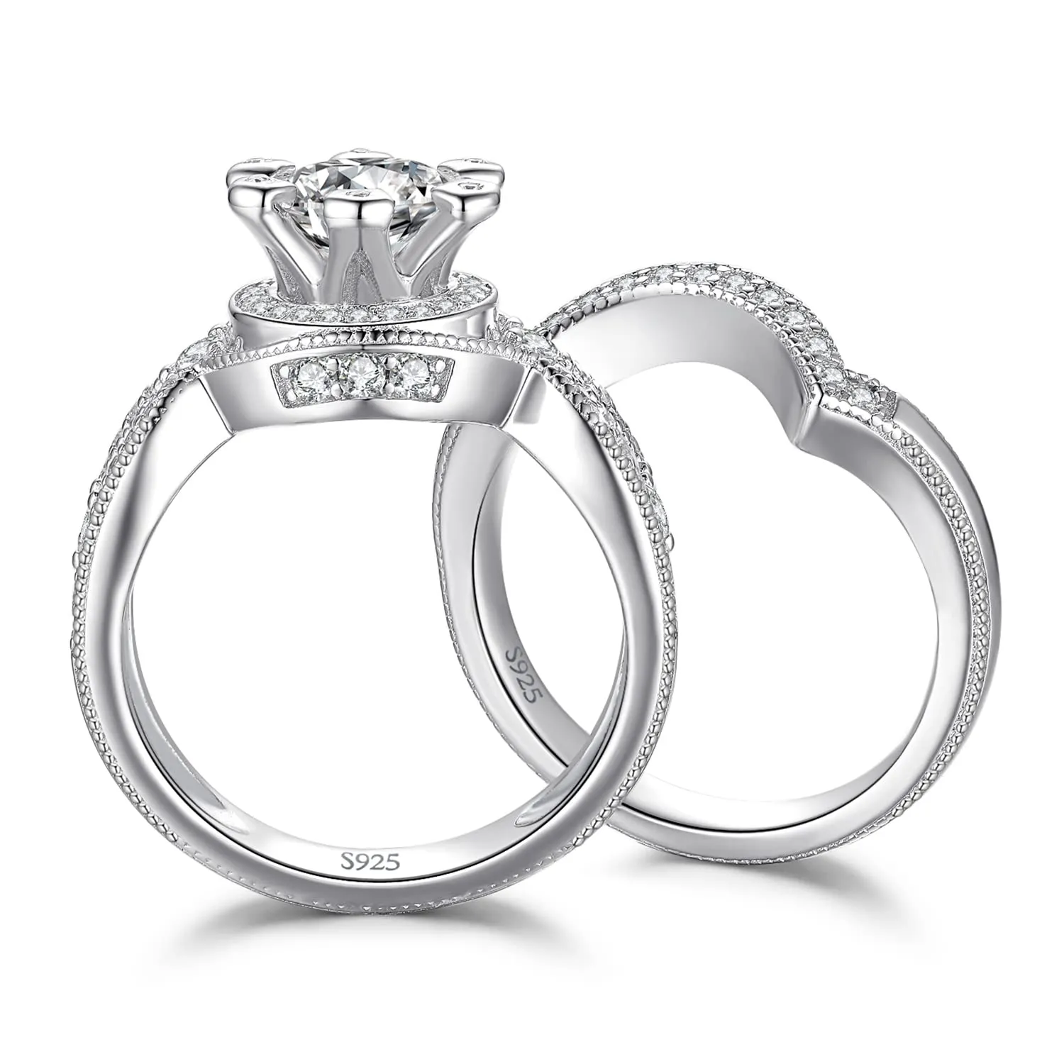 JewelryPalace Anello Claddagh Celtico Argento 925 Zirconia Set