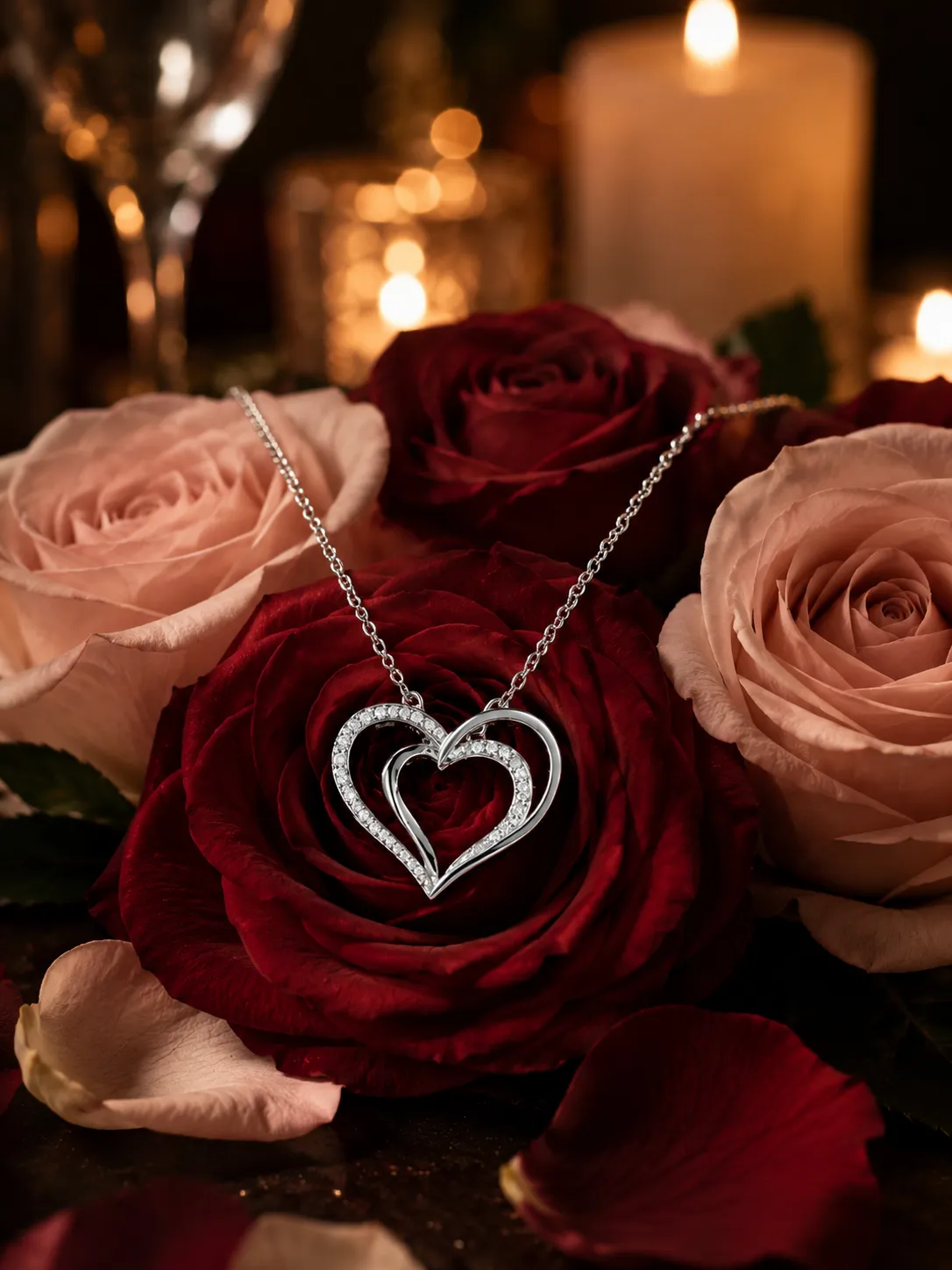 Victoria Jane 3D Heart collana argento cuori zirconia