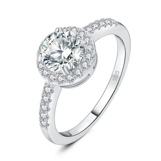 JewelryPalace 1ct Halo anello fidanzamento argento misura 14.5