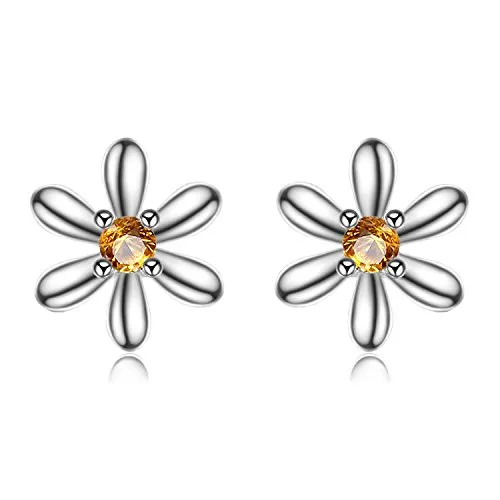 JewelryPalace Sole orecchini bottone argento zaffiro arancione