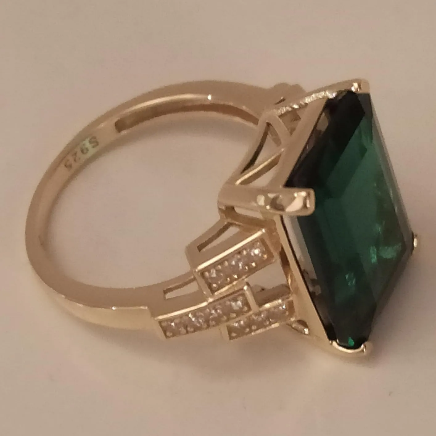 JewelryPalace 5.9ct Smeraldo Anello Cocktail Argento