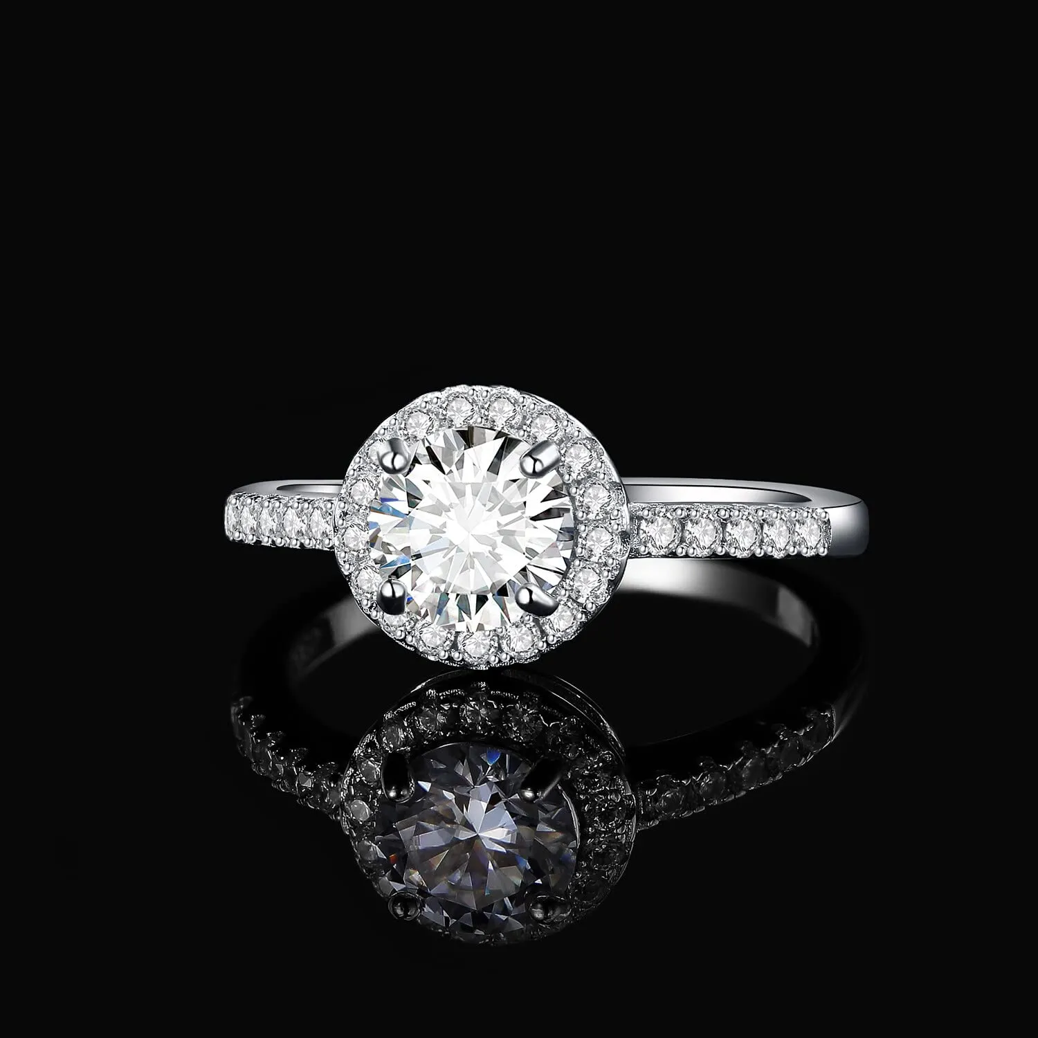 JewelryPalace 1ct Halo anello fidanzamento argento misura 14.5