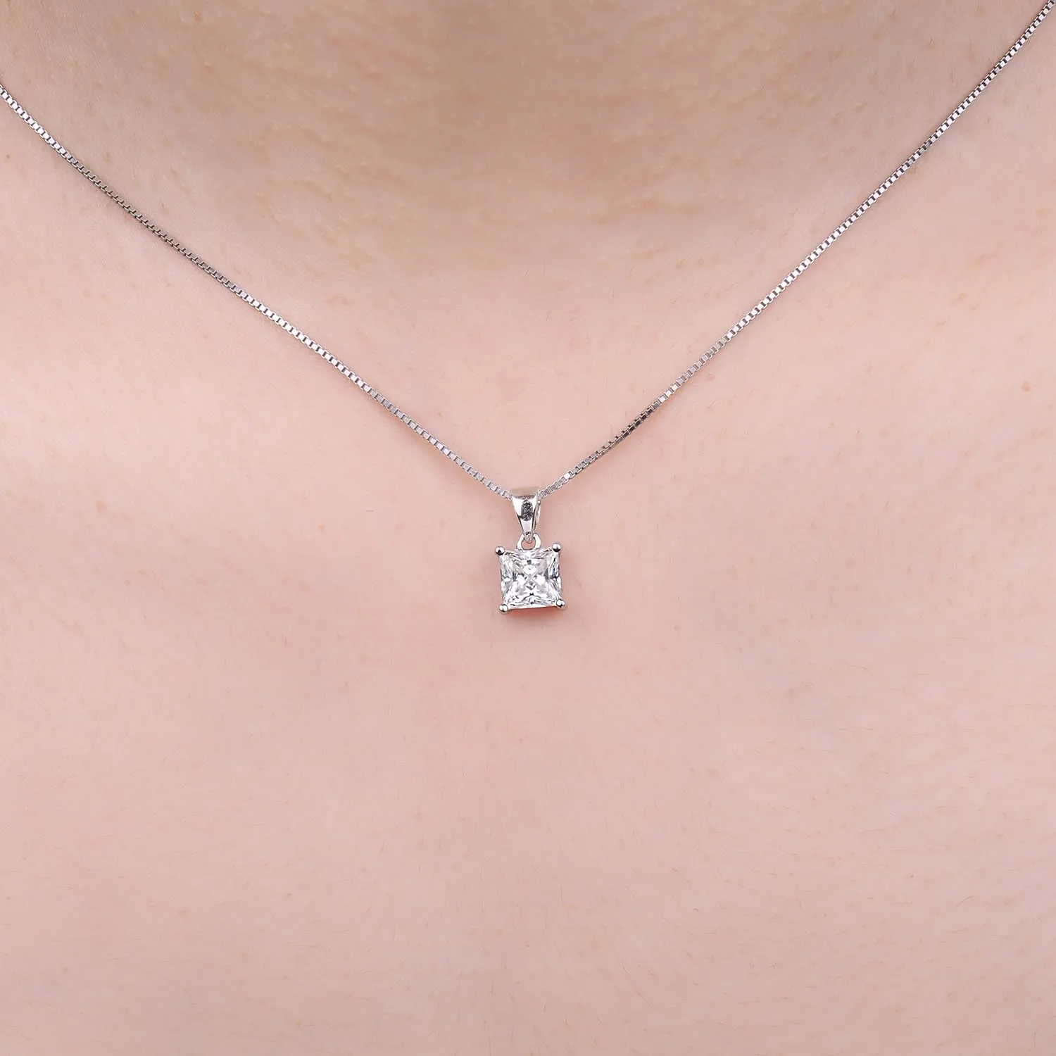 JewelryPalace Solitario 1ct collana zirconia argento