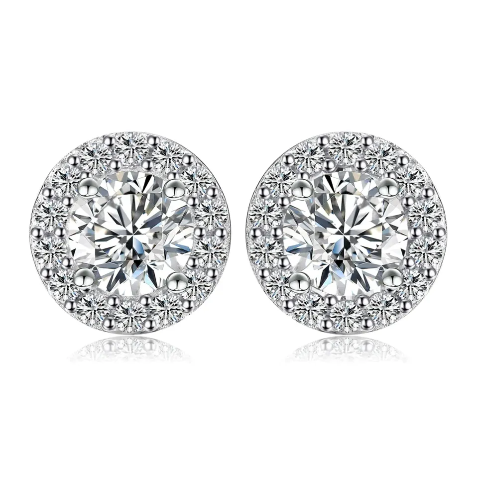 JewelryPalace Halo 1ct orecchini moissanite argento