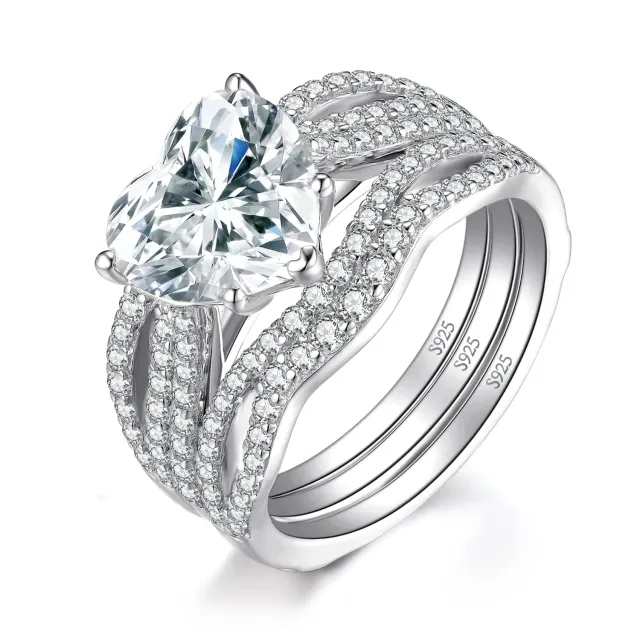 JewelryPalace 3ct Anello Cuore Zirconia Argento 925 Argento