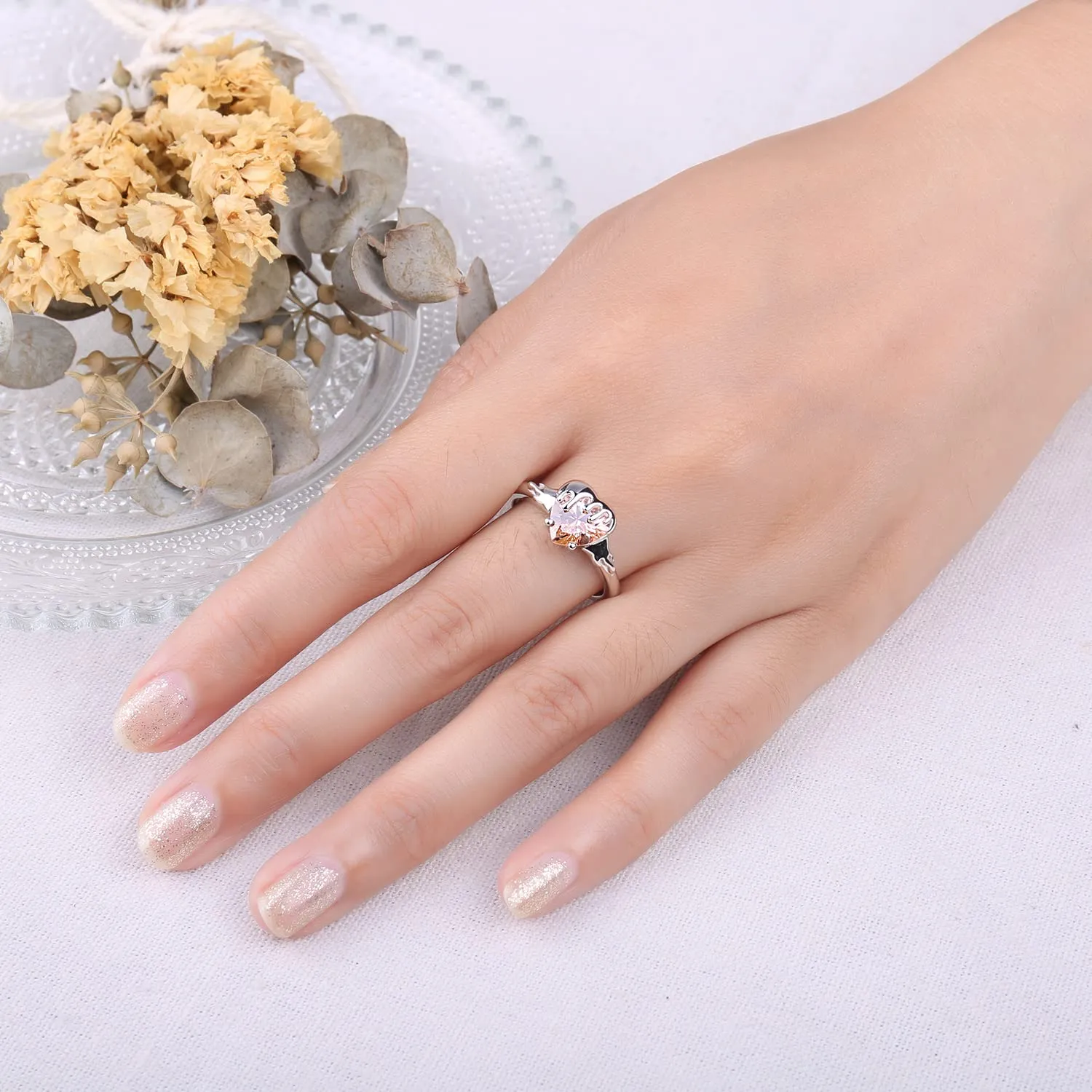JewelryPalace Cuore Anello Argento Zirconia Arancione