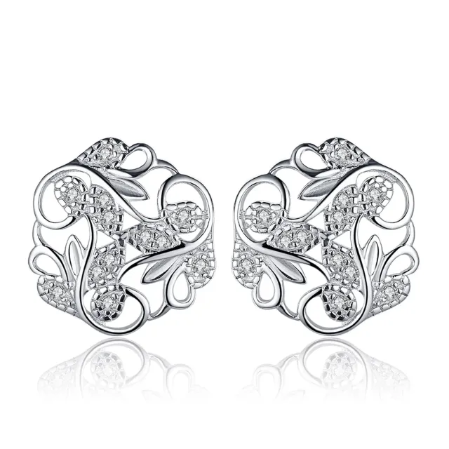 JewelryPalace Foglia orecchini bottone argento zirconia
