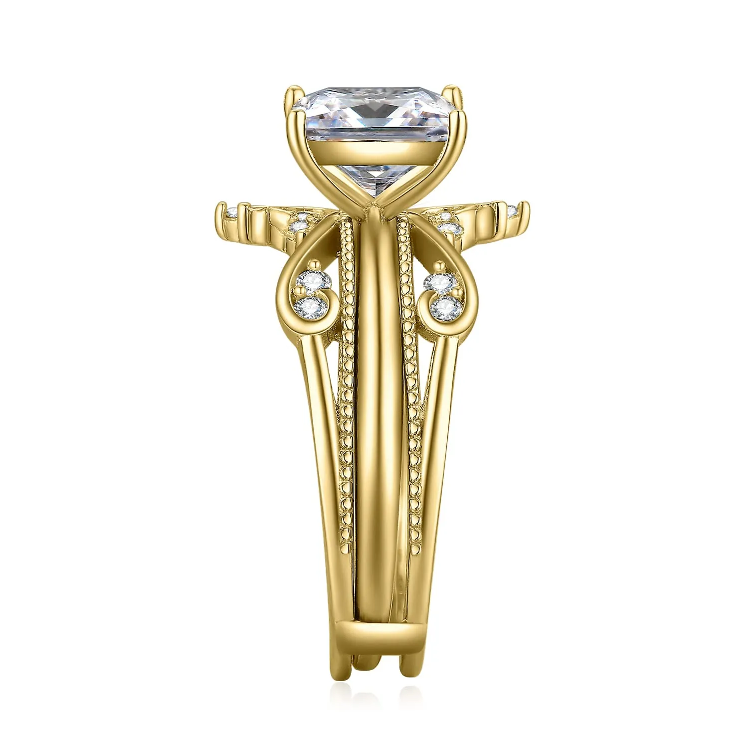 JewelryPalace Vintage Anello Principessa Oro Zirconia 2ct