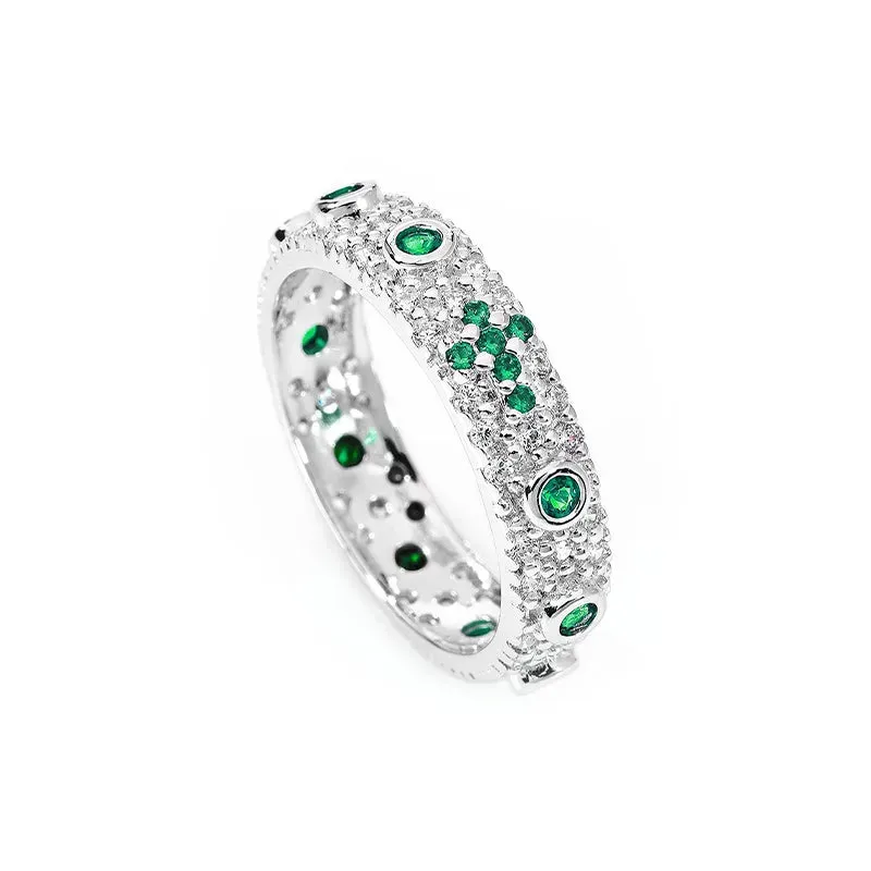 Gioielli Celiento Rosario anello oro bianco pietre verdi unisex