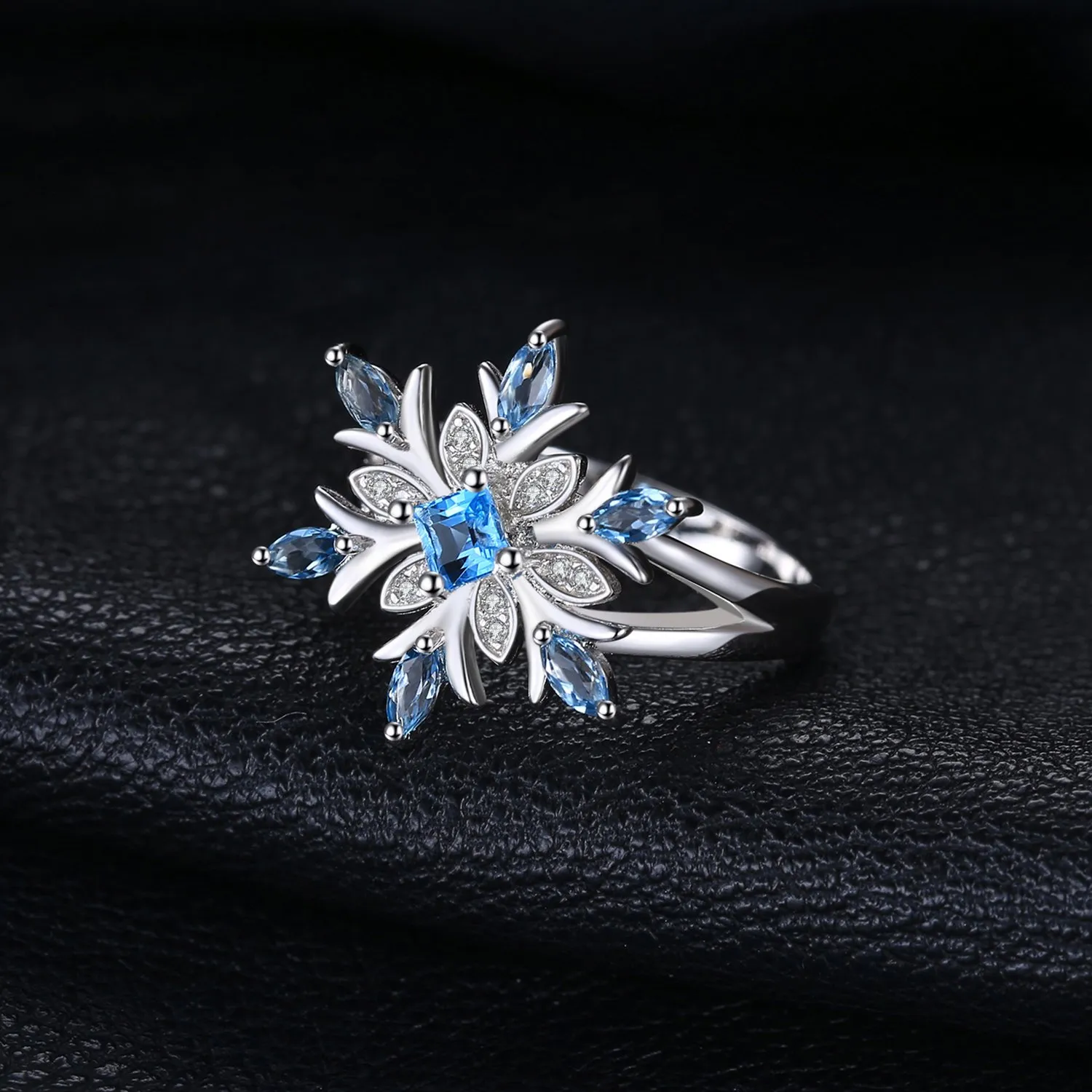 JewelryPalace Fiocco di Neve anello argento topazio blu