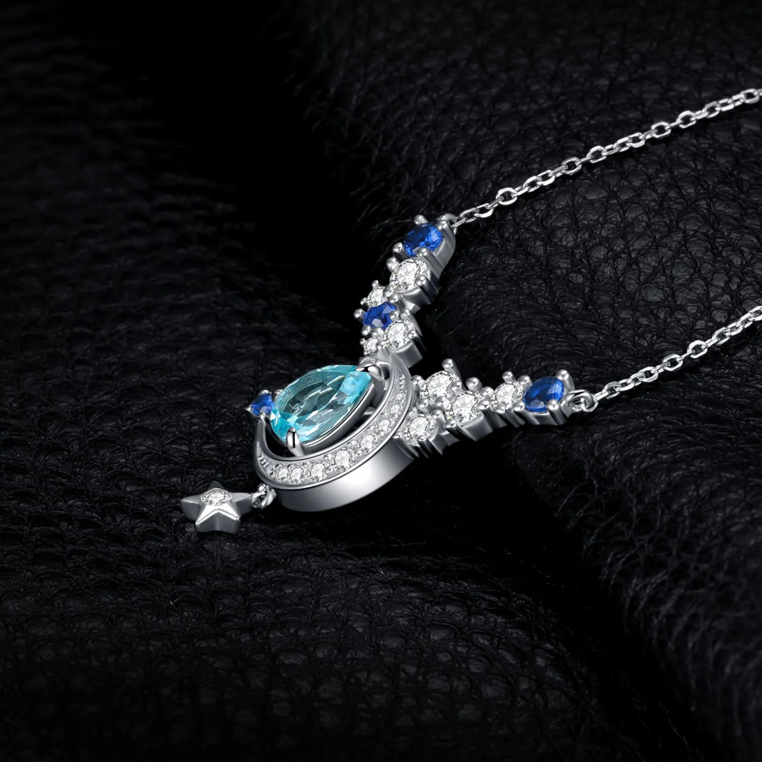 JewelryPalace Luna e Stella collana argento 925 topazio azzurro
