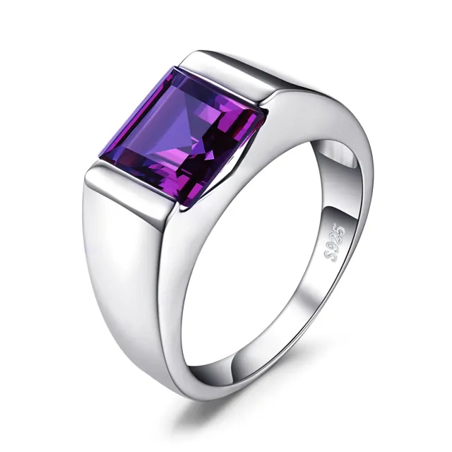 JewelryPalace Anello Uomo Argento 3.3ct Zaffiro Blu Quadrato