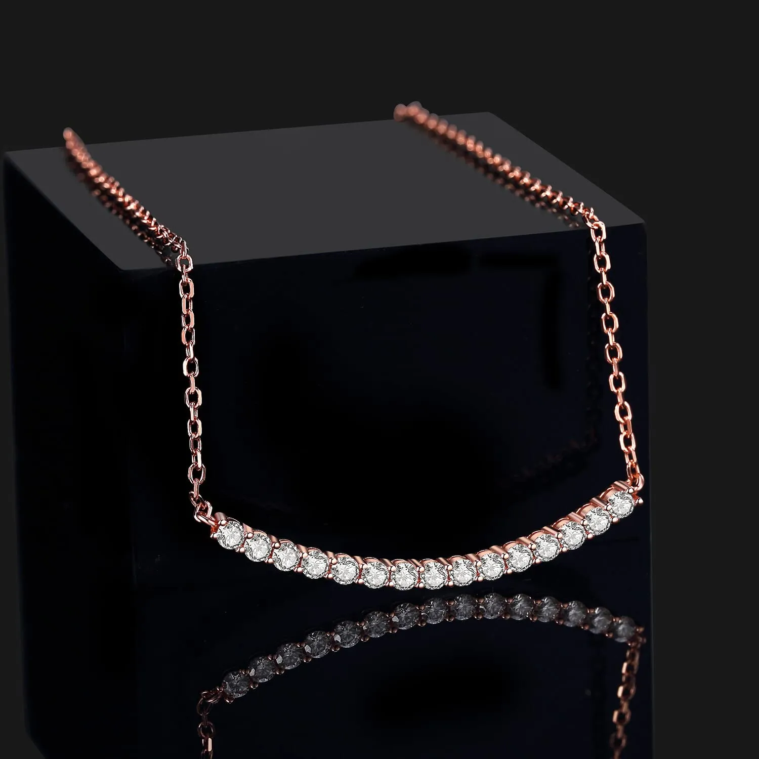 JewelryPalace Collana Argento 925 Moissanite 45cm Taglio Rotondo