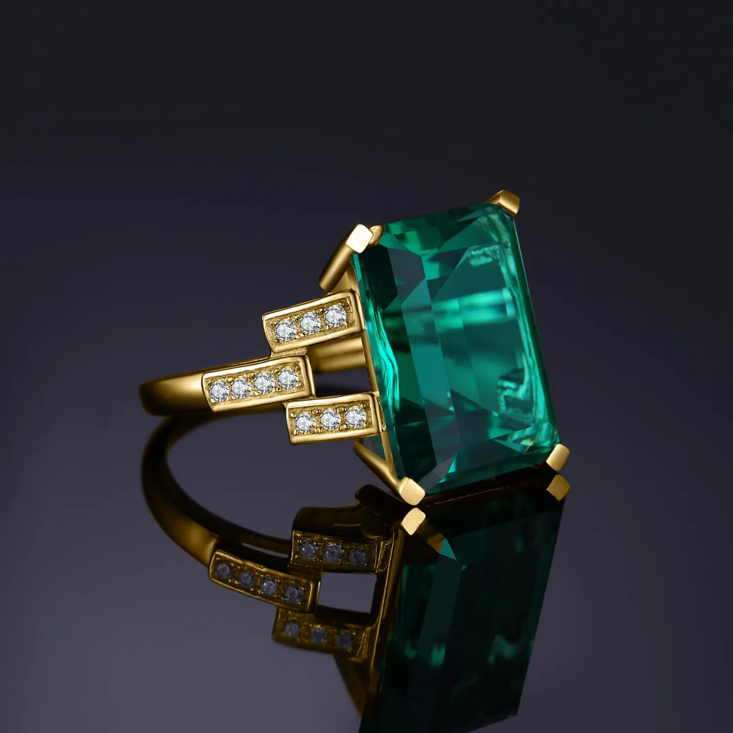 JewelryPalace 5.9ct Smeraldo Anello Cocktail Argento
