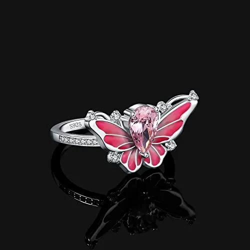 JewelryPalace Farfalla 0.2ct Anello Argento Zirconia Rosa