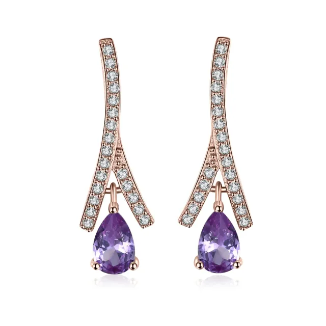 JewelryPalace orecchini pendenti oro rosa viola pera