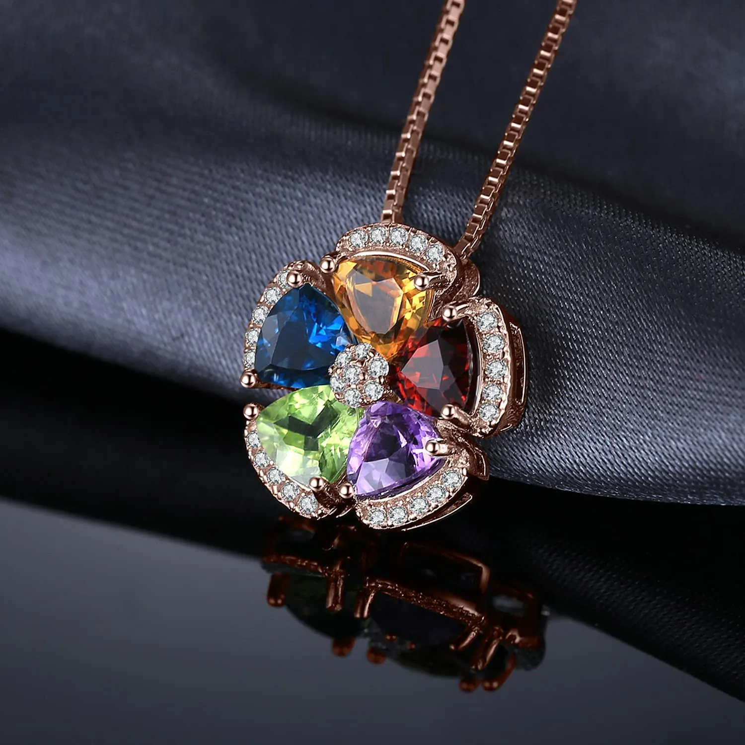JewelryPalace Fiore collana argento pietre naturali oro rosa 45cm