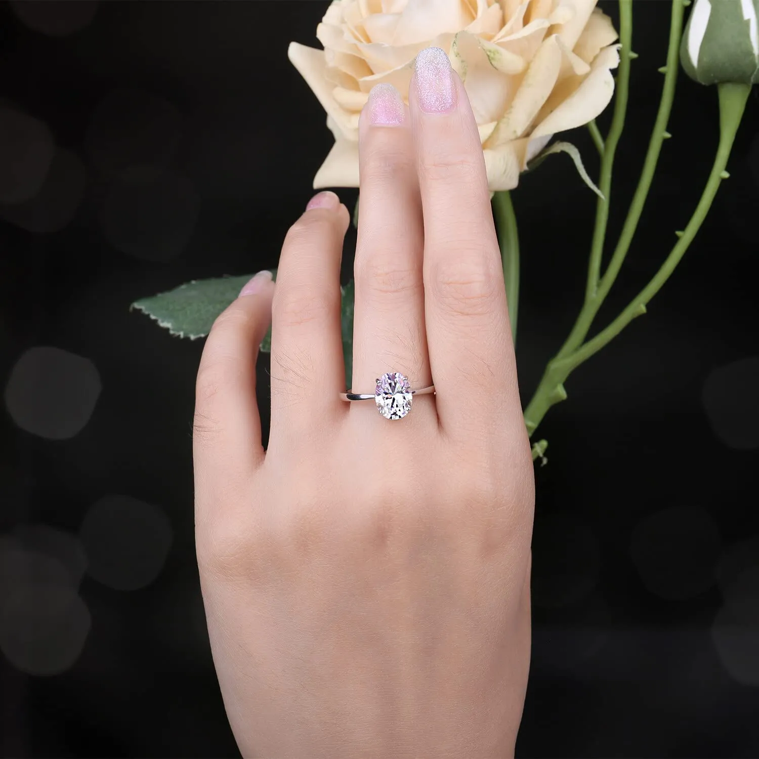 JewelryPalace Classico solitario anello argento moissanite 1ct