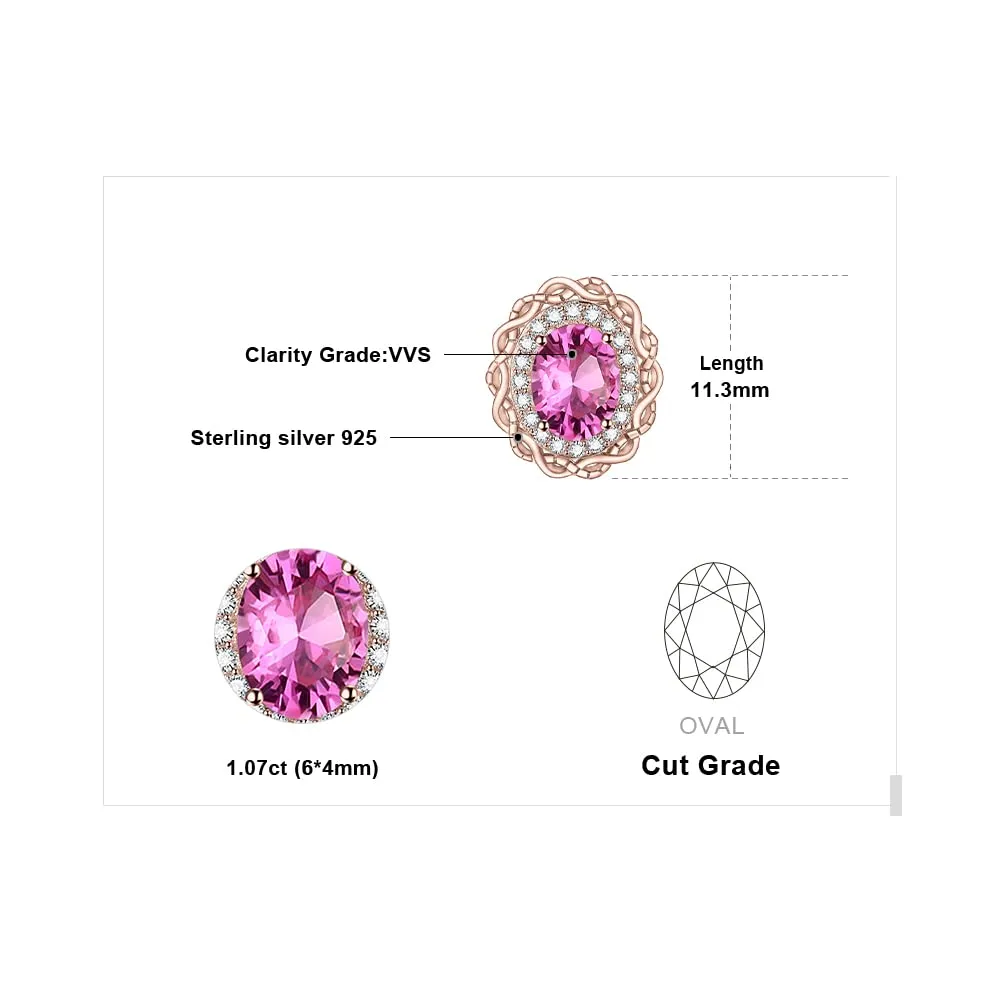 JewelryPalace Infinito Halo orecchini topazio rosa 1ct