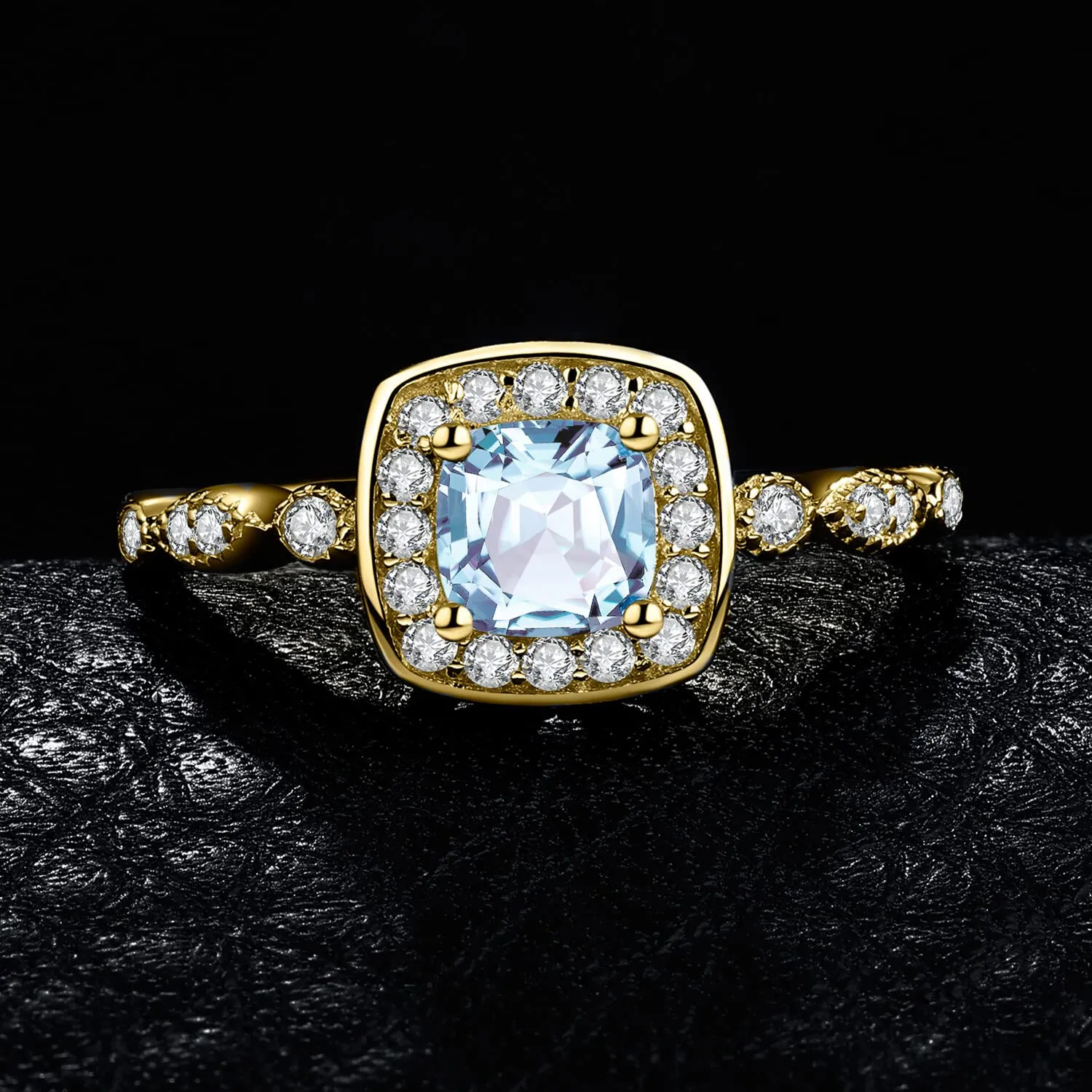 JewelryPalace Halo anello argento placcato oro topazio