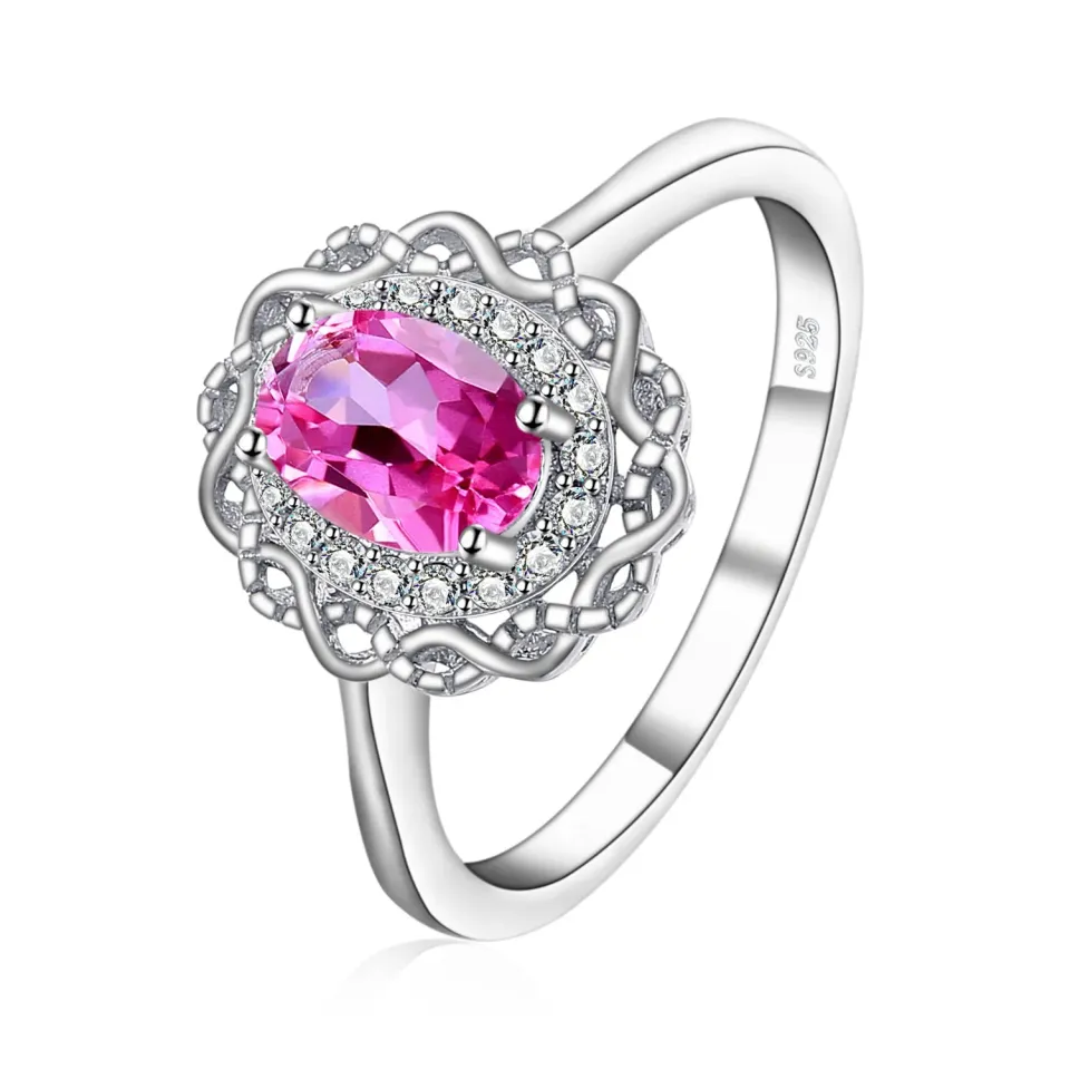 JewelryPalace Infinito Ovale anello topazio rosa tre ori