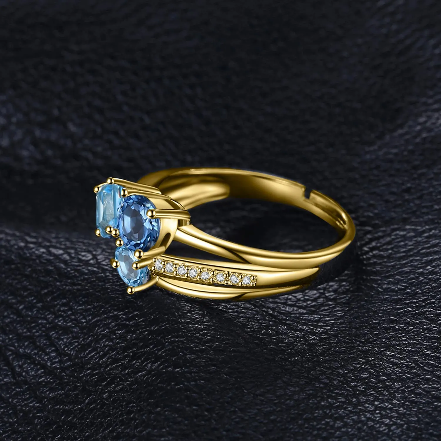 JewelryPalace Tre Pietre anello quadrato 1.7 ct topazio blu