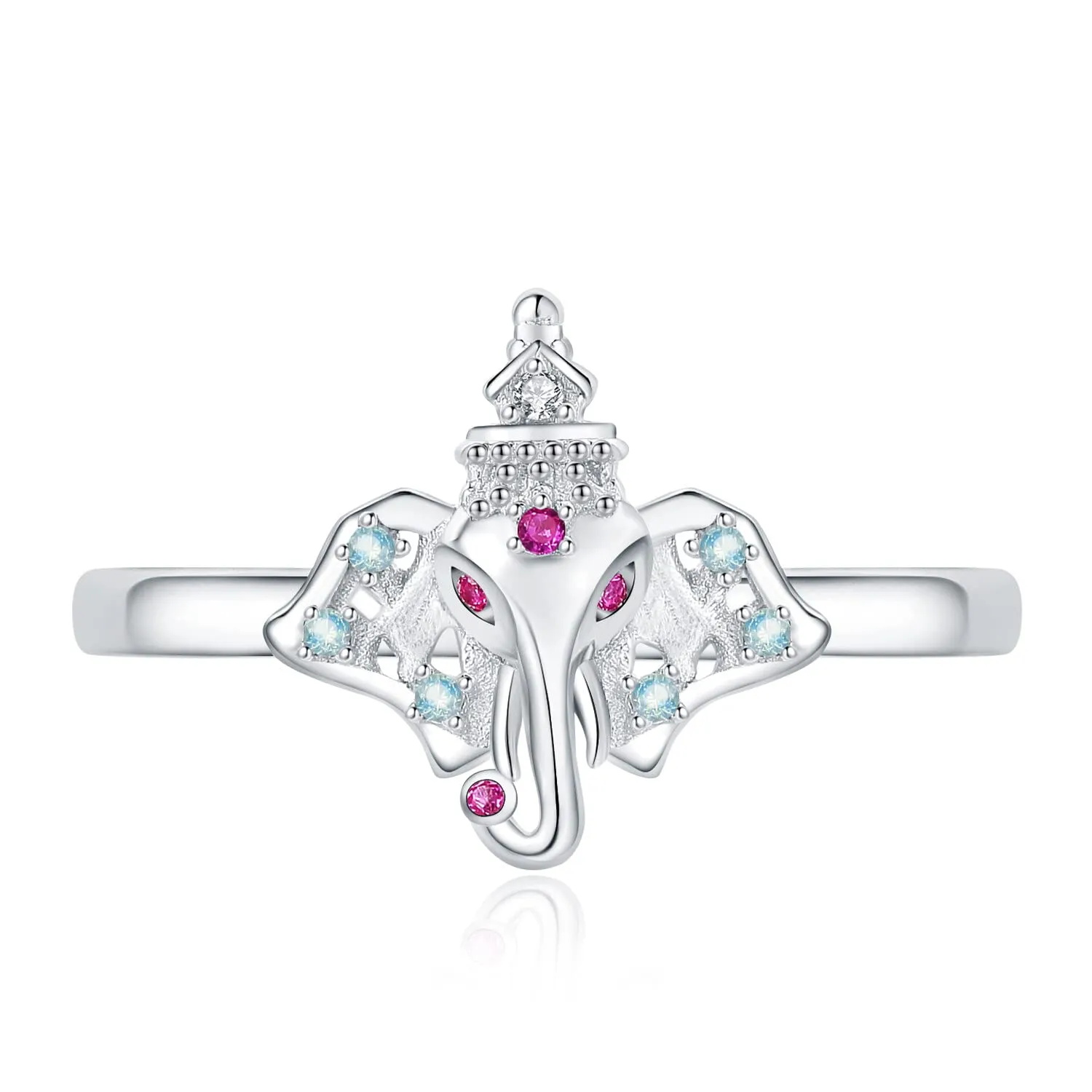 JewelryPalace Elefante 0.06ct Anello Argento Rubino