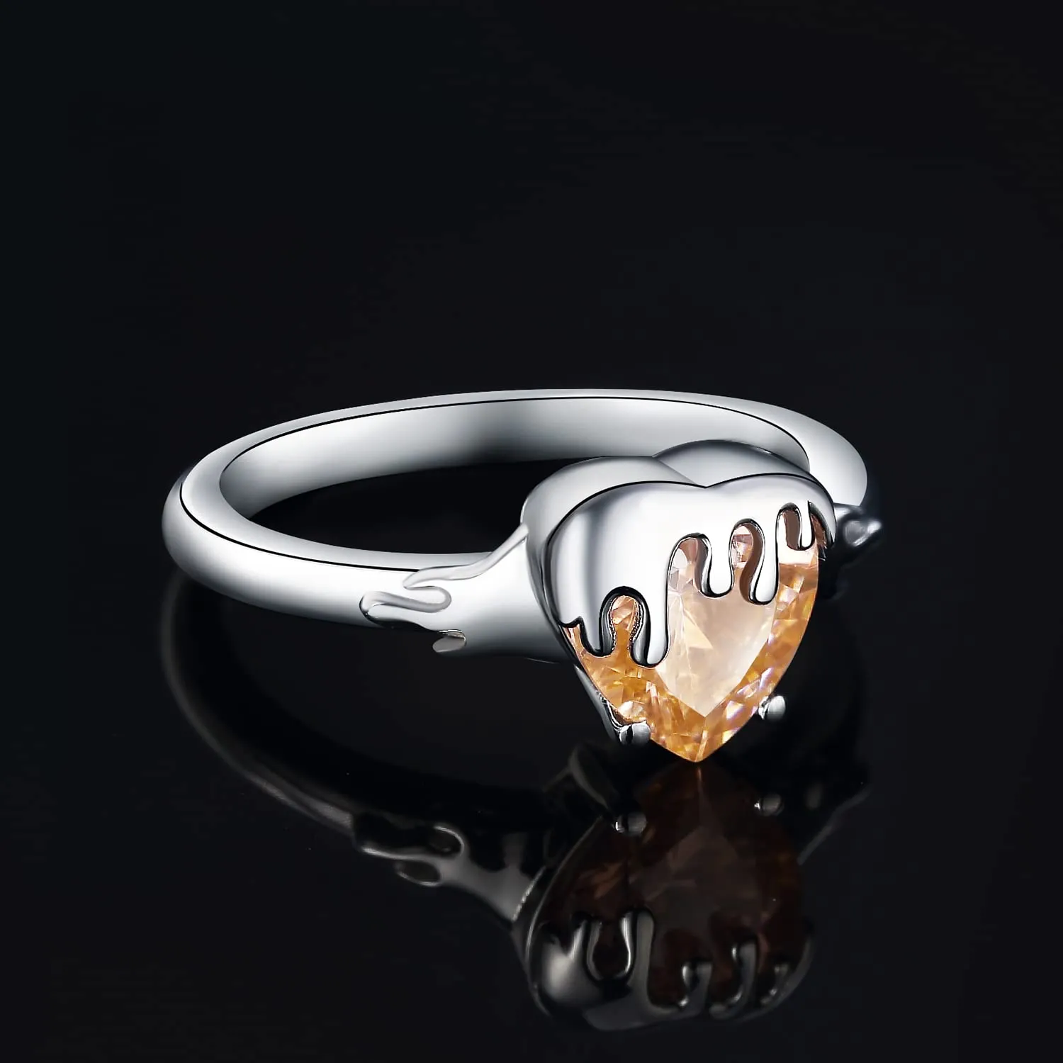 JewelryPalace Cuore Anello Argento Zirconia Arancione