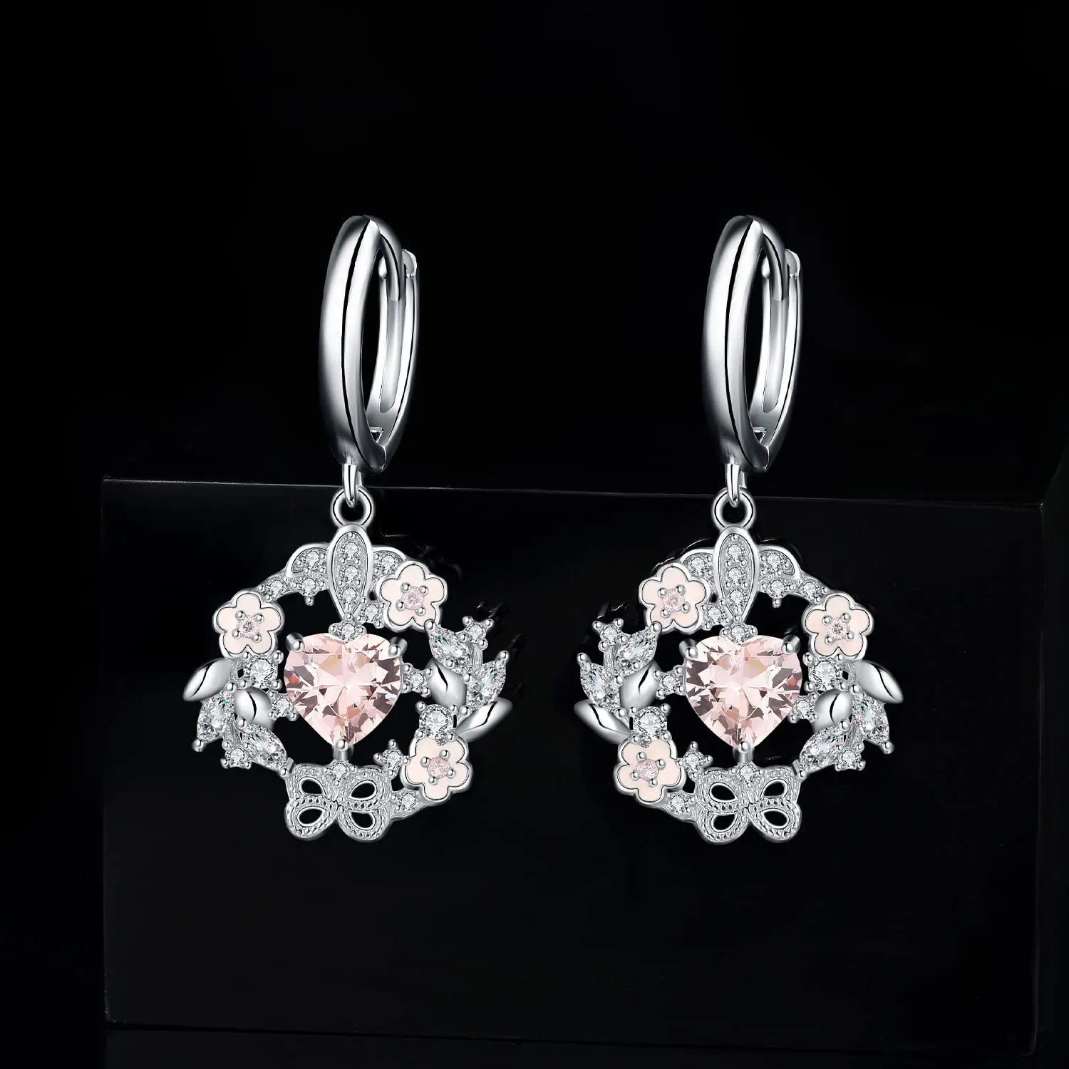 JewelryPalace 2.4ct Fiori Cuore orecchini argento rosa